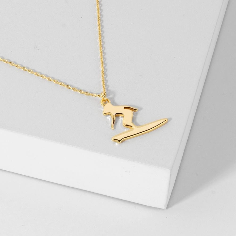Gold Surfer Pendant Necklace - Picture 6 of 14
